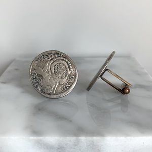 Antique Mens Silver Plated Coin 🪙 Cuffkinks